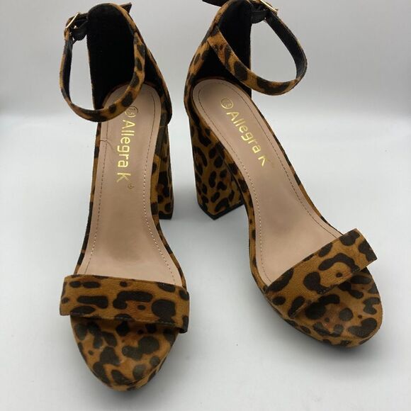 Allegra K Leopard Print Platform Sandals Size 7,5 - Picture 1 of 6